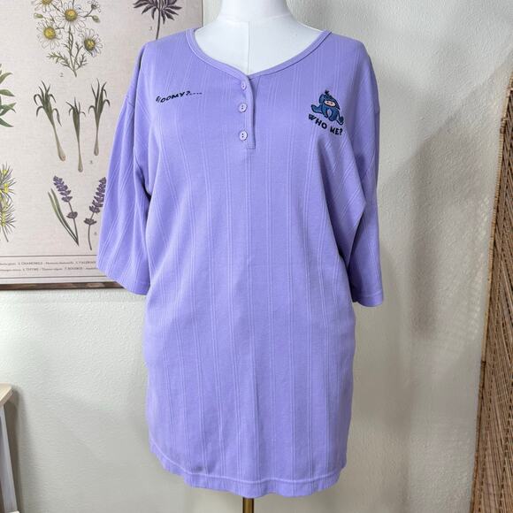Vintage 90s Y2k Disney Winnie Pooh Eeyore Embroidered Henley Top Cutecore 3X - Picture 3 of 11